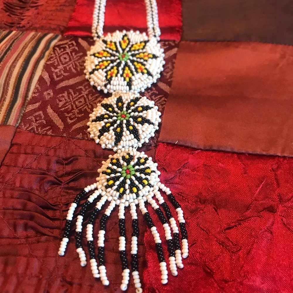 NATIVE AMERICAN FOLK ART BEADED NECKLACE 18” - Picture 1 of 16